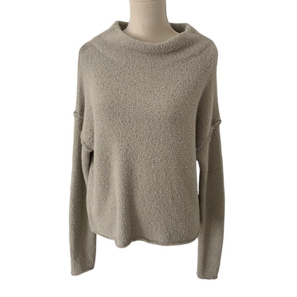 Free People Funnel Boatneck Sweater Women’s XS Gray Fuzzy Textured Drop Sleeve - Picture 1 of 15